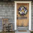 24-Inch Colorful Flower Wreath for Front Door Hydrangeas, Lavender Wreath, Spring Summer Artificial Wild Flower Greenery Leaves for All Seasons Farmhouse Home Wall Indoor Outdoor Window Decor