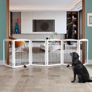 ZJSF Freestanding Dog Fence Indoor, Foldable Dog Gate for Doorways, Stairs or Hallways, Sturdy Wood Extra Wide Pet Gate with Support Feet for The House, White, 32 "Height-6 Panels (6 Panels120W x 32''H) ZJSF Freestanding Dog Fence Indoor, Foldable Dog Gate for Doorways, Stairs or Hallways, Sturdy Wood Extra Wide Pet Gate with Support Feet for The House, White, 32 "Height-6 Panels (6 Panels120W x 32''H)