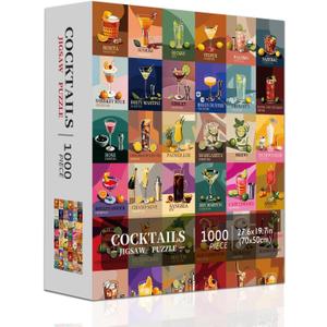 Cocktail Jigsaw Puzzles for Adults 1000 Pieces, Unique Cocktails 1000 Piece Puzzle for Adults, Hard Difficult Impossible Challenging Jigsaw Puzzles 1000 Pieces