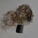 REECHO Curly Hair Extensions, 4PCS 16 inch Clip in Hair Extensions Lace Weft Short Curly Hair Extensions Clip Ins Invisible Natural Hairpieces for Women, Light Brown with Blonde Highlights