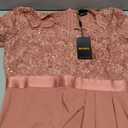 Miusol Women's Retro V Neck Floral Lace Ruffle Style Cocktail Party Dress L