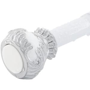 Shower Curtain Rods,1 Inch Adjustable Curtain Rod, Spring Tesion White Leaf Vintage Decorative Shower Curtain Rod, Anti-Slip Telescoping Curtain Rod for Bathroom Window Living Room (33in-93in)