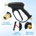 JOEJET Pressure Washer Gun with Foam Cannon, Car Wash Foam Gun with 1/4 Quick Connector, 5 Pressure Washer Nozzle Tips, 1 Liter