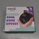 Child Safety Door Knob Cover (4 Pack) Hard-to-Remove Dual-Lock Door Handle Covers for Kids - Reusable Baby Proof Door Knob Locks - Installs Easily, No Tools Needed (Black)