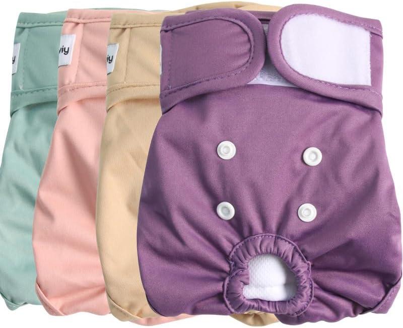 Washable Female Dog Diapers for Large Dogs,4 Pack Reusable Doggie Diapers Super Absorbent Dogs Pants in Period,Heat Cycle,Incontinence,Excitable Urination,XXLarge
