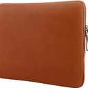 MOSISO Laptop Sleeve Bag 13.3 inch Compatible with MacBook Air/Pro, 13-13.3 inch Notebook, Compatible with MacBook Pro 14 2026-2021 M5 M4 M3 M2 M1, PU Leather Padded Bag Waterproof Case, Brown