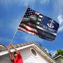 USN Veteran Flag 3x5 Ft - UV Fade Resistant Double Sided and Double Stitched 150D Polyester banner For Use Outdoor or Indoor (N Veteran)