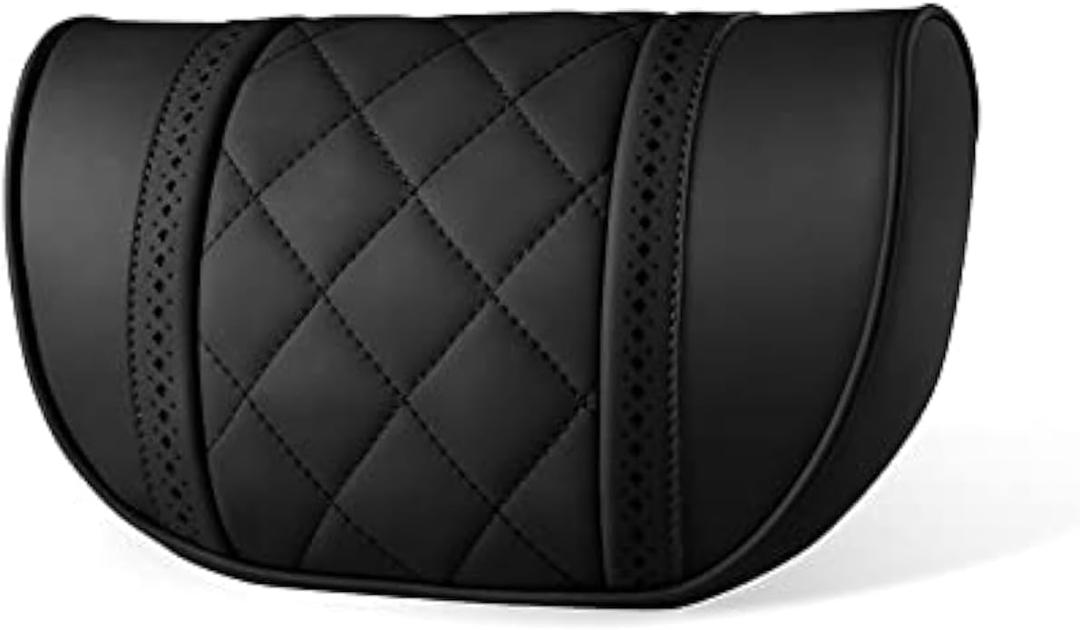 LUNDA Luxury Car Neck Pillow Car Travel Neck Rest Pillows Seat Cushion Support Napa Leather for Mercedes Benz S-Class headrest (Black