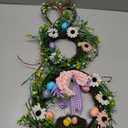 25 Inch Easter Bunny Wreaths for Front Door Decoration,Easter Door Wreath with Pastel Eggs Artificial Floral Decorations for Home Indoor Outdoor Porch Wall