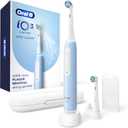 Oral-B Rechargeable Electric Toothbrush, iO3 Limited Deep Clean, 3 Cleaning Modes, Visual Pressure Sensor to Protect Gums, 2 Brush Heads, Travel Case, ICY Blue