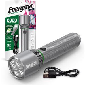 Energizer X2000 LED Rechargeable Flashlight, Powerful 2000 Lumen Flash Light, IPX4 Water Resistant, Excellent Emergency Power Outage Light