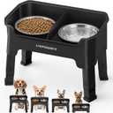 URPOWER Mess Proof Elevated Dog Bowls, High Wall Splash Guard Design, 4 Height Adjustable Raised Bowl Stand, 2 Stainless Steel Bowls, Non-Slip Food Water Set for Small, Medium Dogs