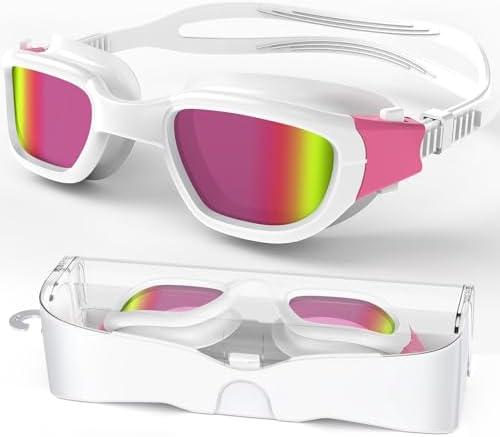 Polarized Swimming Goggles, Unisex Adult Swim Goggles Anti Fog Anti UV Wide View Pool Glasses for Men Women