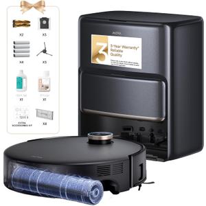 MOVA Z60 Ultra Roller Complete Robot Vacuum and Mop, 28,000Pa Suction, Roller Real-Time Flutting Self-Washing, Auto Carpet Shield, Extendable for Edge Cleaning, Anti-tangle DuoBrush, Care-Free Station