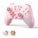 Kuitmor Pink Switch Controller,Hello Kitty Hall Effect Controllers Wireless for Switch 2/1/OLED/Lite,PC,Android,iOS, Bluetooth + Wired + 2.4G Receiver (Sold Separately),1000mAh Battery,6-Axis Gyro,Dual Vibration,RGB Breathing Light