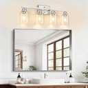 Unicozin 4-Light Bathroom Light Fixtures, Modern Vanity Lights with Clear Glass Shades, Brushed Nickel Bathroom Wall Lamp for Mirror Living Room Cabinet Bedroom