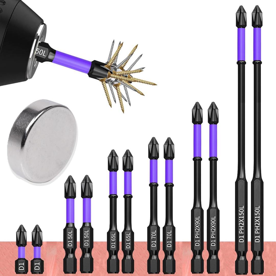 4 x 13PCS Magnetic Screwdriver Bit Set, D1 Alloy Steel Anti-Slip Long Drill Bits, Fine Tooth Design, Strong Magnetism Magnetic Drill Bit Set for Home, Garden, Outdoors Blue