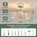 4 Lights Modern Crystal Chandelier Chrome Round Semi Flush Mount Ceiling Light Fixture Farmhouse Chandelier for Dinning Room Living Room Bedroom Hallway Entryway Kitchen, 14.96 x 10.23 inches
