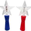 Light-Up Star Magic Wand (2 Wands, 1 Red+1 Blue) (10 Inch) Plastic Spinning Toy for Kids with Batteries Included (Red+Blue)
