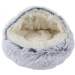 Round Cat Bed Soft Comfortable Plush Safe Warming Round Cat Dog Cushion Bed for Small Pets Gentleman (Gray,20in)