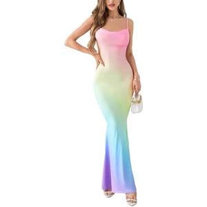 LIGHT DOT Women's Summer Ombre Maxi Dress Mermaid Party Dress Spaghetti Strap Bodycon Cowl Neck XL