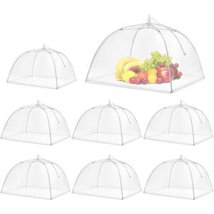 Mesh Food Covers, 8 Pack Large and Tall Food Covers for Outside, 17"x17" Pop-Up Mesh Food Covers Tent Umbrella for Outdoors, Screen Tents, Parties Picnics, BBQs, Reusable and Collapsible