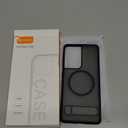 for Samsung Galaxy S21 Ultra Case with MagSafe [Adjustable Kickstand] [Charge While Standing] [Military Shockproof] Translucent Matte Soft Silicone Bumper for S21 Ultra Phone Case Slim, Black