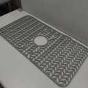 AWOKE Sink Protectors for Kitchen Sink - 29"x 15.35" Sink Mat - Heat-resistant Easy-clean Silicone Sink Mat - for Protection of Stainless Steel Sink - with 3 Reserved Holes (Grey)