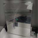 Bathroom Medicine Cabinet with Mirror, 14x18 Recessed or Wall Mirror Medicine Cabinet with Storage Adjustable Glass Shelves, Beveled Edge Mirrored Door with Aluminum Cabinet Hinges