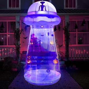 Joiedomi Halloween Inflatable UFO Decoration, 9 FT Tall Giant Halloween Blow Ups UFO Alien Decorations with Built-in LEDs for Outdoor Yard Decor