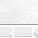 Diatomaceous Earth Stone Drying Mat Set, 15.5 x 23.5 Inches, Quick-Dry Bath Mat and Dish Drying Mat with Vanity Trays, Super Absorbent, Easy to Clean, Fast Drying Surface