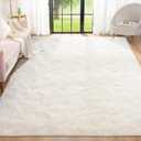 Rugs for Bedroom 4x6 Feet Area Rug for Living Room Ultra Soft Shaggy Carpet for Home Decor Long Plush Fluffy Mat Faux Fur Rug for Bedside Nursery Kids Room College Drom, Creamy
