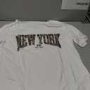 SOLY HUX Women's Letter Graphic Asymmetrical Neck T Shirt Half Sleeve Oversized Y2k Tops White Letter Medium
