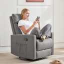 Anwick Swivel Rocker Recliner, Rocking Recliner Chair, Small Rocker Recliners for Small Spaces, Living Room, Bedroom, Nursery, RV (Grey)