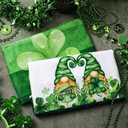 Honoson 6 Pcs St Patrick's Day Kitchen Towels St. Patrick's Day Dish Towels Shamrocks Gnomes Plaid Absorbent Bathroom Set Tea Cloth for Kitchen Home 16 x 24 Inches(Bright Green,Shamrock)