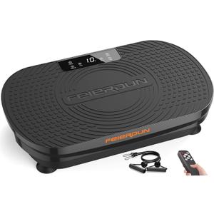 FEIERDUN Vibration Plate Exercise Machine, Vibration Plate for Weight Loss, Whole Body Vibration Plate Machine w/Loop Bands, Remote Control