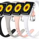 Laffav 4 Pack Sport Bands Compatible with Apple Watch 40mm 38mm iWatch SE & Series 6 & Series 5 4 3 2 1 for Women Men, Black/White/Gray/Pink Sand, S/M
