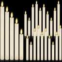 Rossesay Only 19 Pcs Flameless LED Taper Candles Battery Operated Taper Candles 5 Sizes of 6.5'', 7.7'', 8.8'', 10.0'', 11.2'' Flameless Candlesticks Flickering with 3D Flame for Wedding(Ivory White)