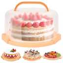Cake Carrier with Lid and Handle, Ohuhu BPA-Free Cake Containers Cake Holder for 10 inch Cake with 2 Handle Cupcake Carrier - Plastic Cover Two Sided Base for Transport Pie Nut Fruit Mothers Day Gifts