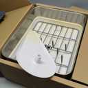 simplehuman Compact Dish Drying Rack with Stainless Steel Frame, 360 Easy Drain Swivel Spout, Utensil Holder, Anti-Residue Coating, Moisture Control Surface, White (Compact (15'' X 15.5'' X 7.5''))