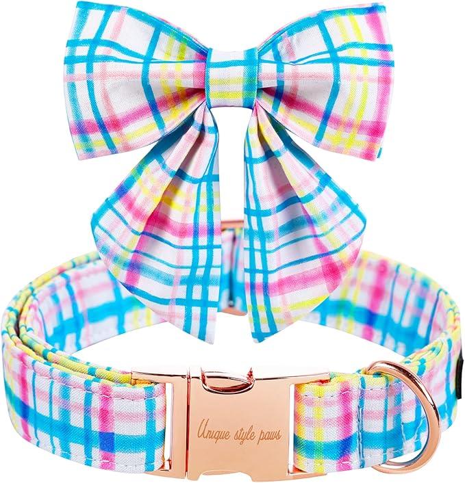 Unique style paws Easter Dog Collar with Bowtie Rabbit & Carrot Puppy Collar for Small Medium Large Boys Girls-XS
