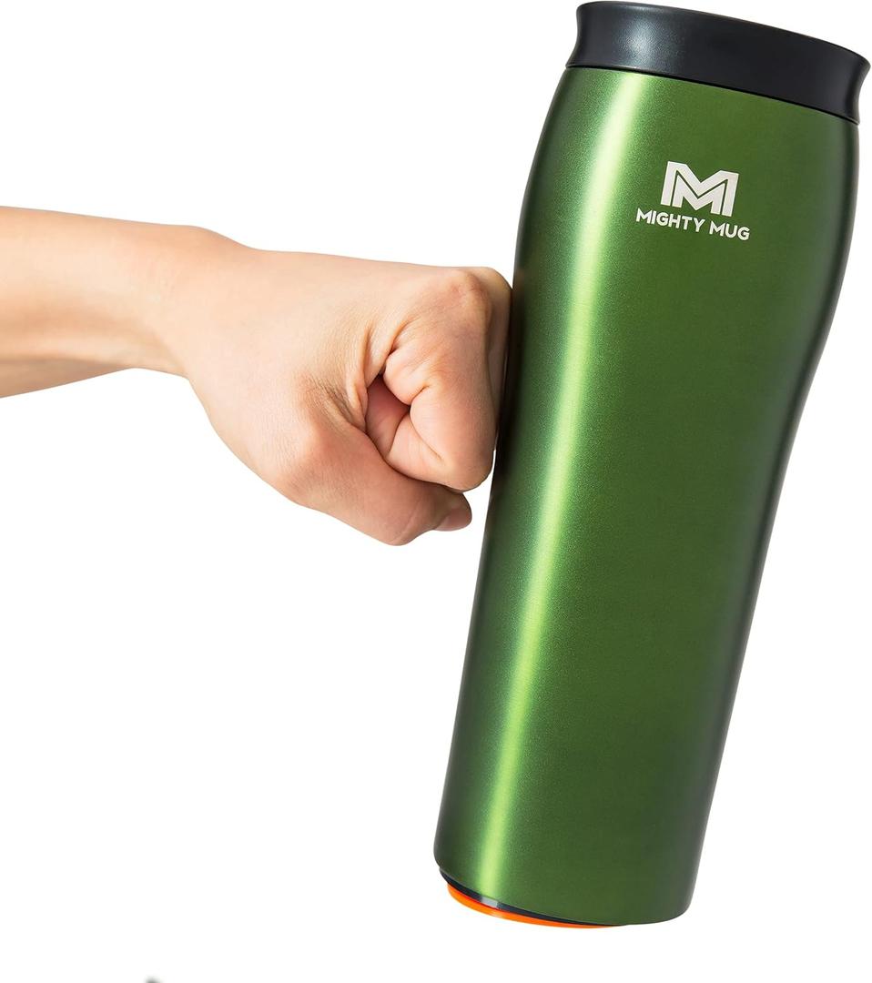 Mighty Mug | The Untippable Mug | Grips When Hit, Lifts for Sips | Insulated Stainless Steel Tumbler | Cupholder Friendly | Gifts for Women Men All | Leakproof | 6 Hours Hot / 24 Cold | 16oz | Moss