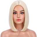 MAGQOO Blonde Wigs for Women Blonde Bob Wig Short Straight Blond Wig Middle Part Synthetic Heat Resistant Cosplay Costume Party Wigs, Light Blonde