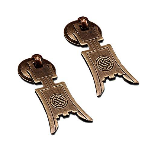 Tiazza 2Pcs Chinese Style Vintage Furniture Drawer Brass Pulls Handle Jewelry Box Wardrobe Door Small Handle