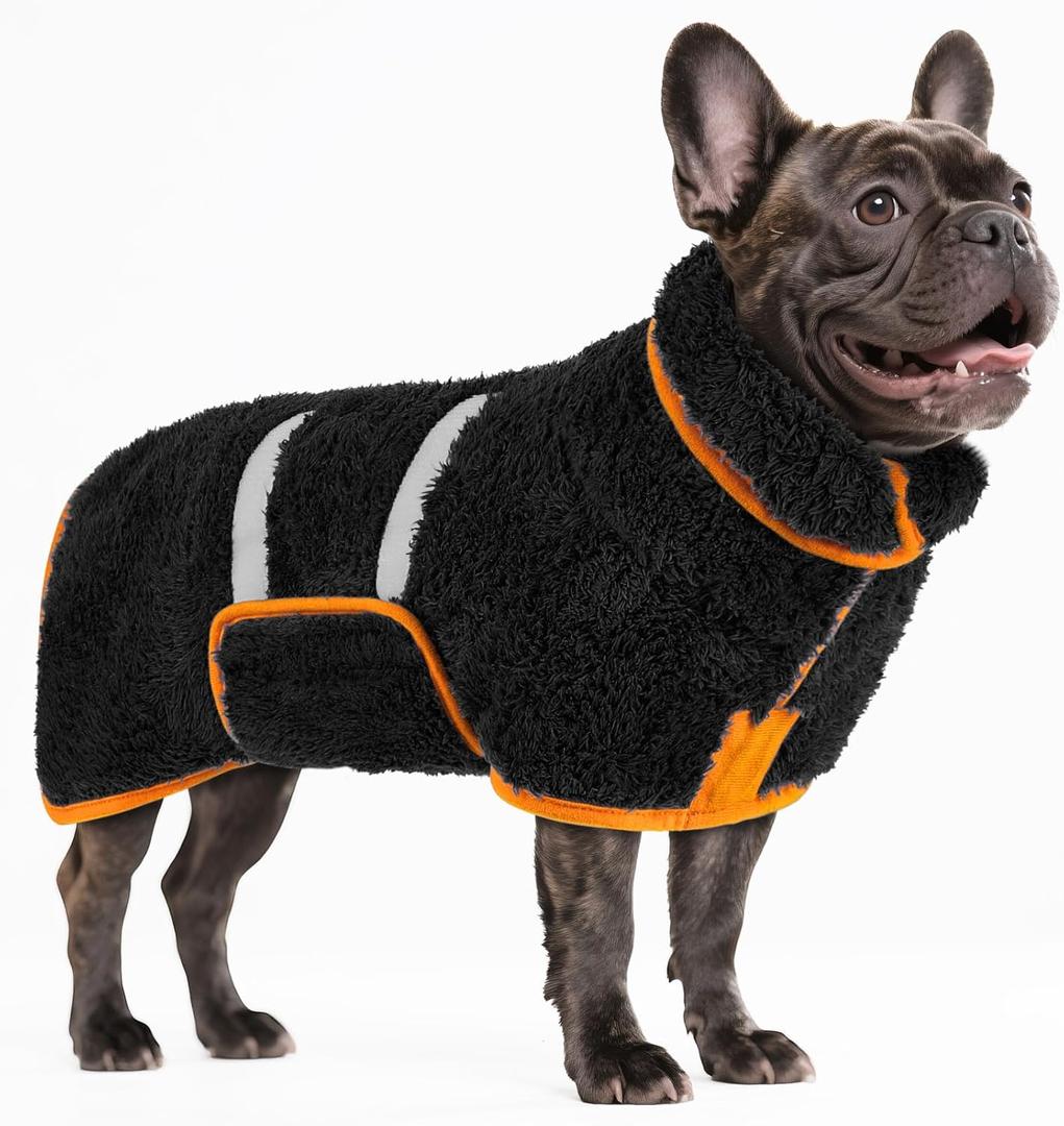 Bienbee Dog Bathrobe, Quick Drying Super Absorbent Pet Robes for Dogs, Drying Coat for After Bath & Swim, Warm & Cozy Dogs Towels, Dog Puppy Bath Supplies, Black M