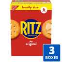 RITZ Original Crackers, Snacks for Kids and Adults, Bulk Lunch Snacks, Family Size, 3 Boxes (EXP 03/27/26)