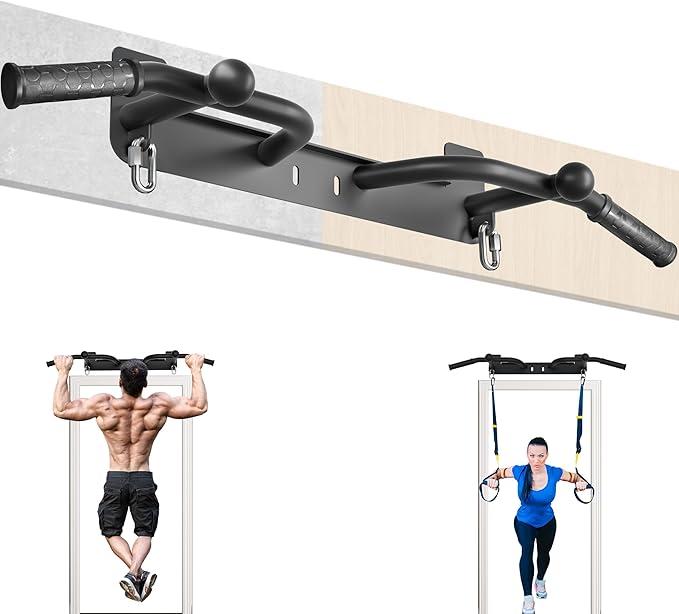 Wall Mounted Pull Up Bar - Heavy Duty Chin Up Bar, Pull-Up Bar for Garage, Joist, Wall Mount - Multifunctional Fitness Bar, Supports up to 600 Lbs