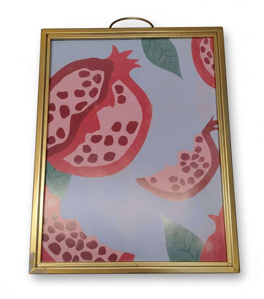 Modern Pop Fruits Abstract Gold Floater Framed Canvas Wall Art 11 x 14 in