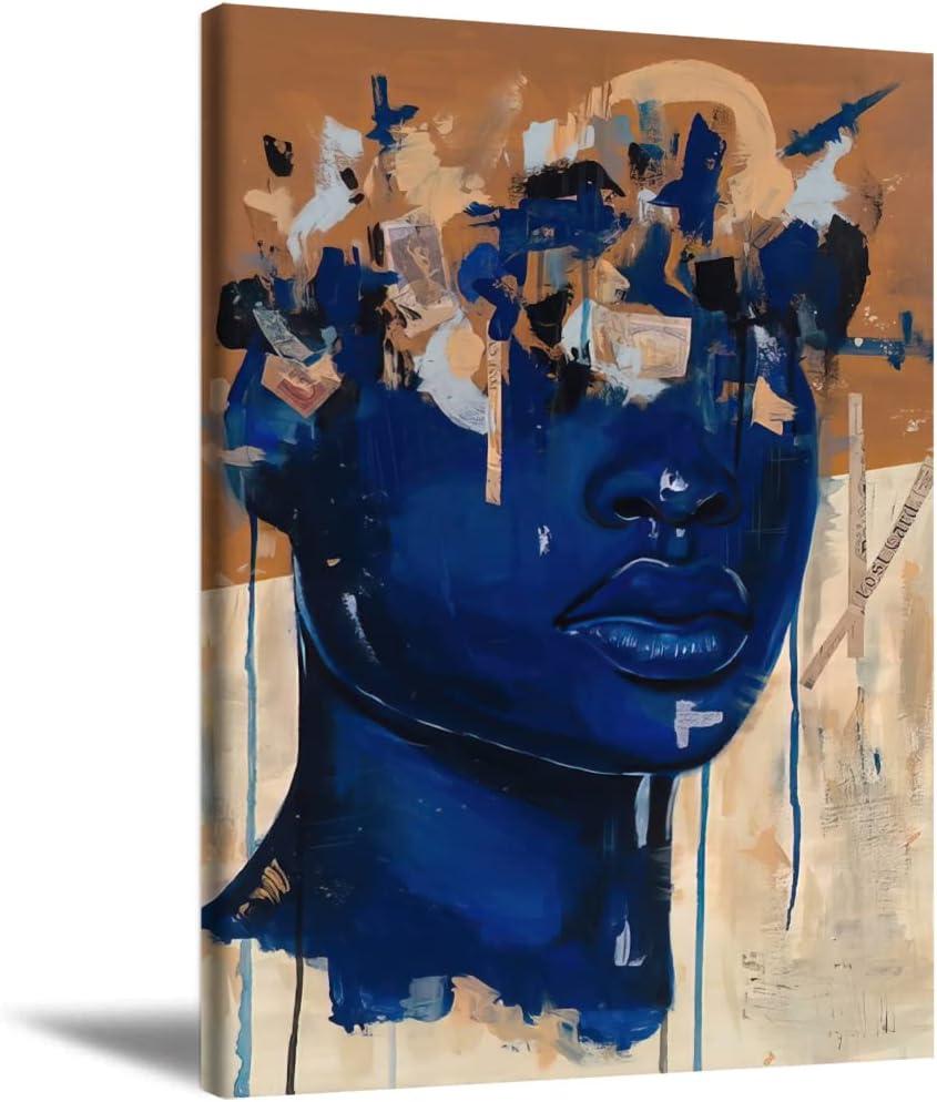 African American Wall art Black Woman Wall Art Black Girl Wall Art Motivational Black Girl Wall Art Abstract Modern Home Decor Canvas Artwork For Living Room Bedroom Best Gifts For Your Friends (24L" x 16W", color3)