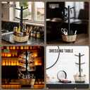 Wood Mug Holder Tree With Woven Basket, 4 Hooks Coffee Mug Holder, Countertop Mug Tree For Kitchen Counter Cabinet Coffee Bar Accessories Cup Display Organizer Hanger(Black)